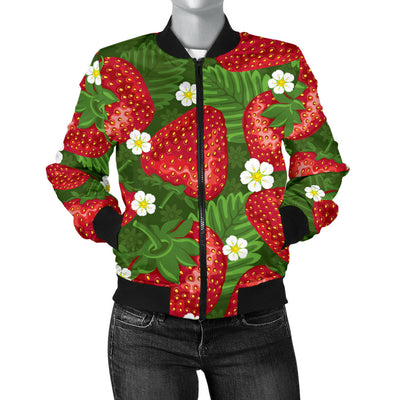 Strawberry Pattern Print Design SB05 Women Bomber Jacket
