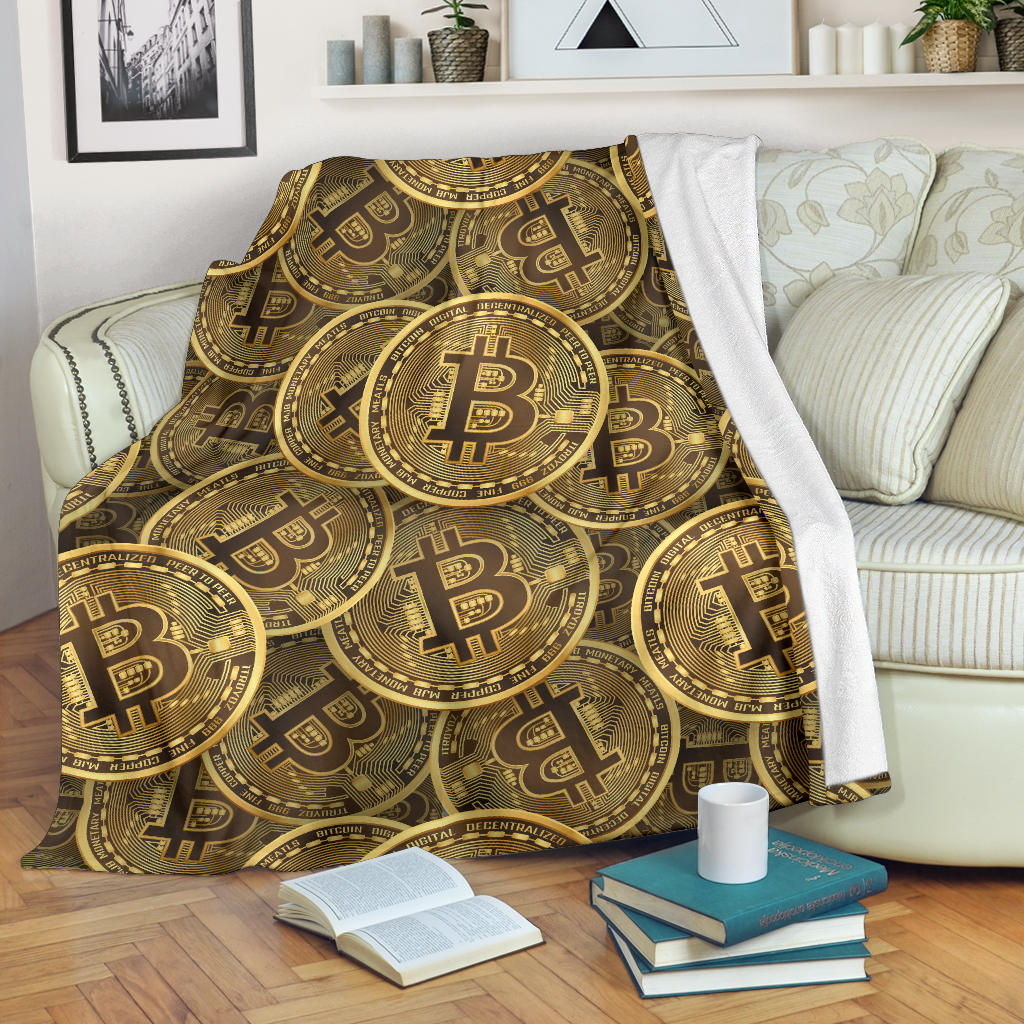 Bitcoin Pattern Print Design DO01 Fleece Blanket