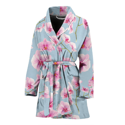 Orchid Pink Pattern Print Design OR01 Women Bathrobe