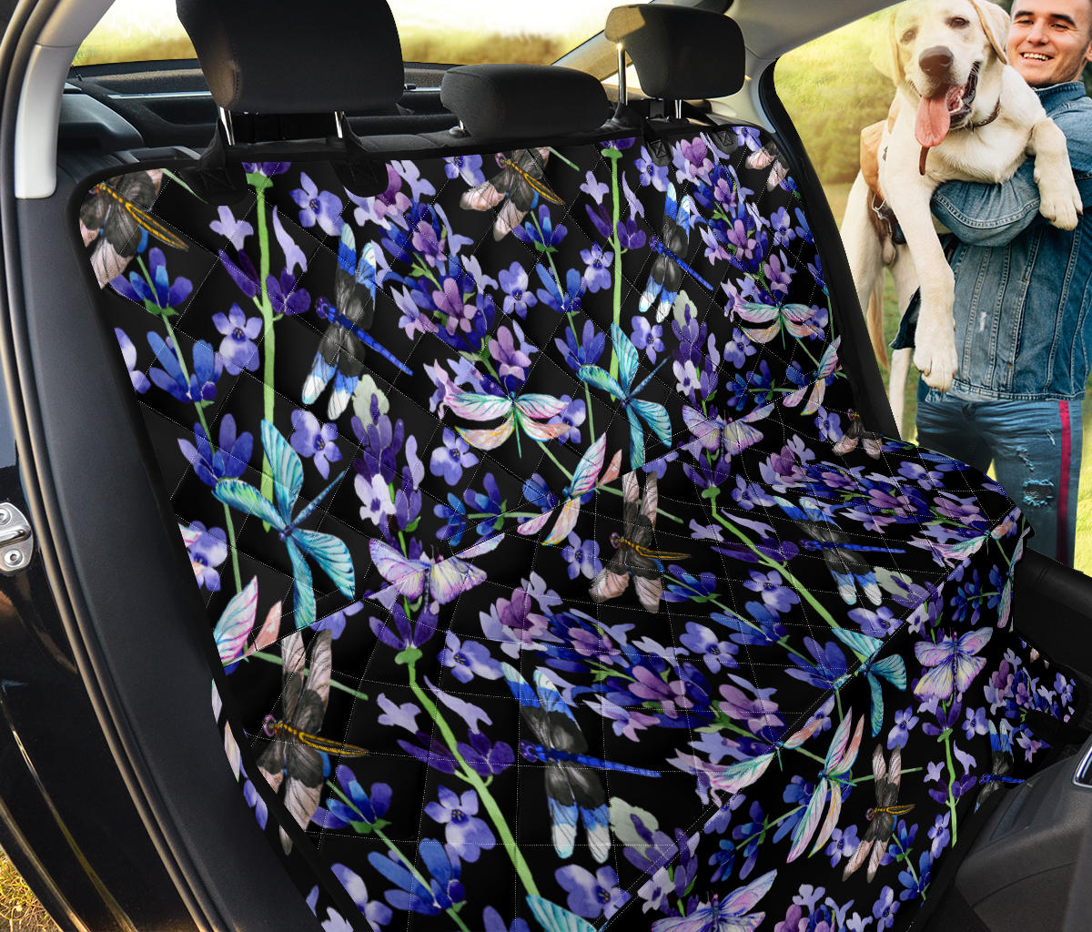 Lavender Dragonfly Pattern Print Design LV03 Rear Dog  Seat Cover