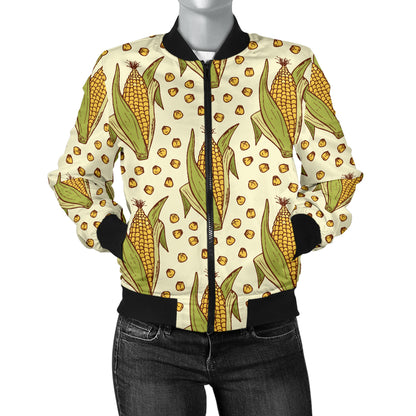 Corn Pattern Print Design 01 Women's Bomber Jacket