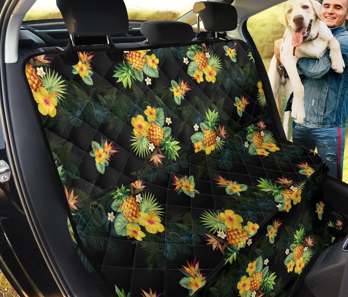 Pineapple Tropical Flower Print Pattern Rear Dog  Seat Cover