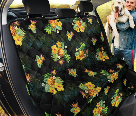 Pineapple Tropical Flower Print Pattern Rear Dog  Seat Cover