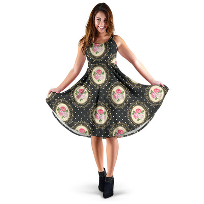 Rose Pattern Print Design RO015 Midi Dress