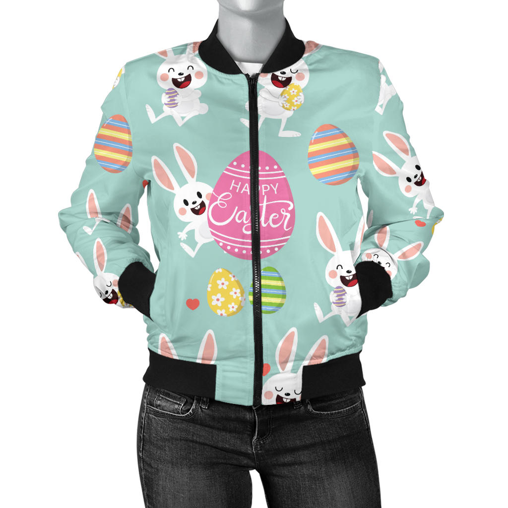 Easter Eggs Pattern Print Design RB014 Women Bomber Jacket