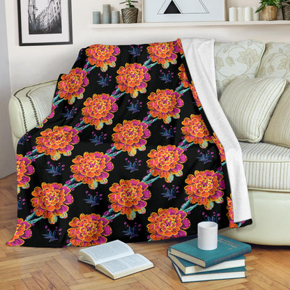 Marigold Pattern Print Design MR04 Fleece Blanket