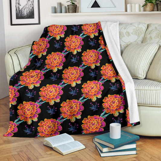 Marigold Pattern Print Design MR04 Fleece Blanket