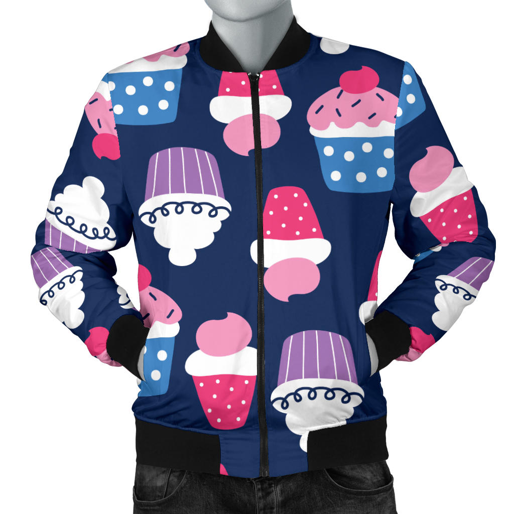 Cupcake Pattern Print Design CP04 Men Bomber Jacket