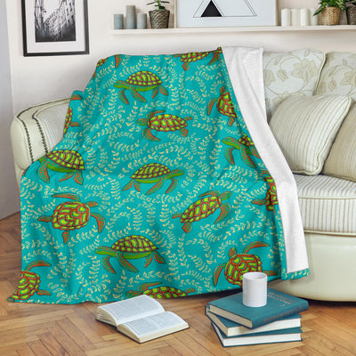 Sea Turtle Pattern Print Design T010 Fleece Blanket
