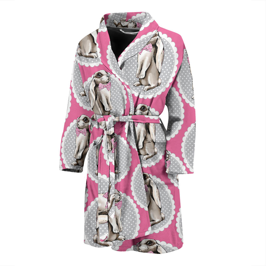 Rabbit Pattern Print Design RB019 Men Bathrobe