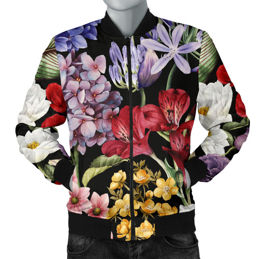 Summer Floral Pattern Print Design SF04 Men Bomber Jacket