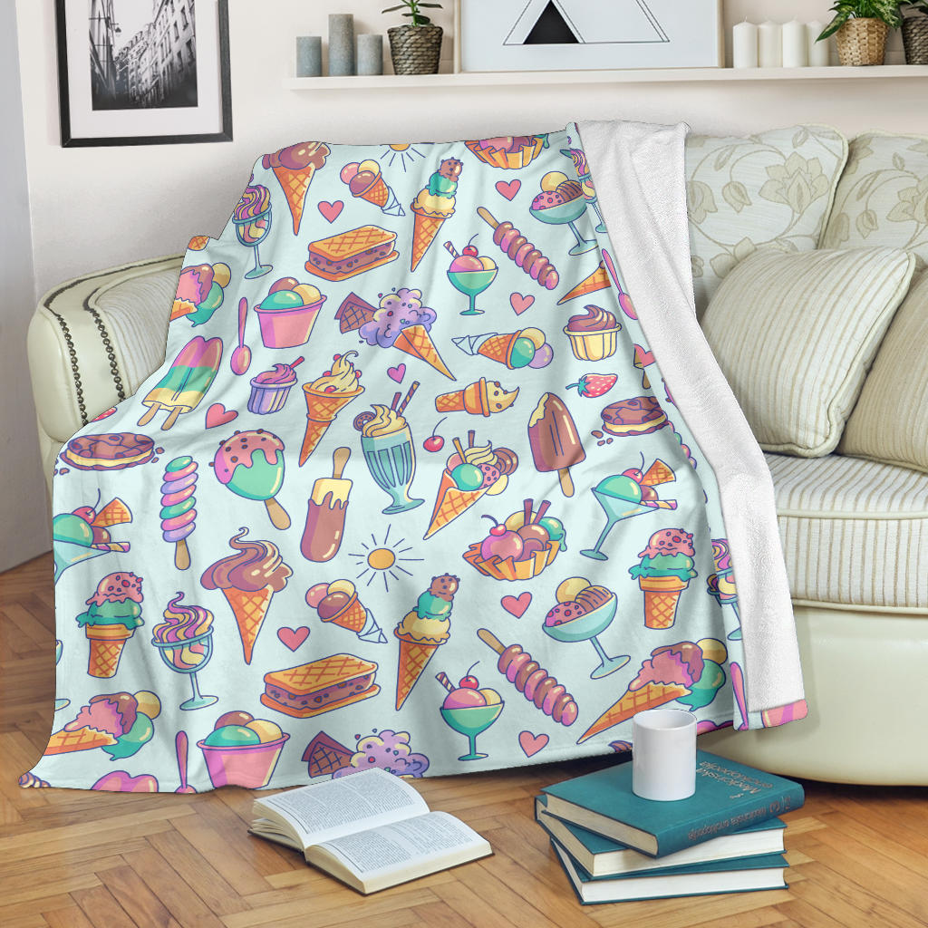Ice Cream Pattern Print Design IC02 Fleece Blanket