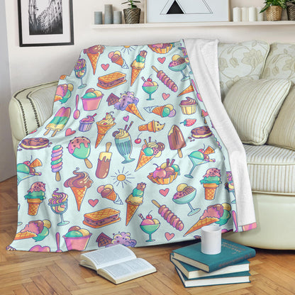 Ice Cream Pattern Print Design IC02 Fleece Blanket