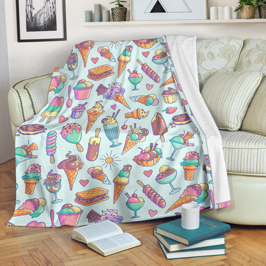 Ice Cream Pattern Print Design IC02 Fleece Blanket
