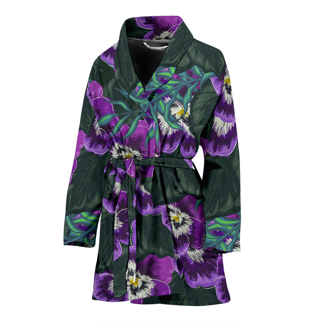 Pansy Pattern Print Design PS07 Women Bathrobe