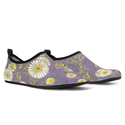 Daisy Pattern Print Design DS011 Aqua Water Shoes