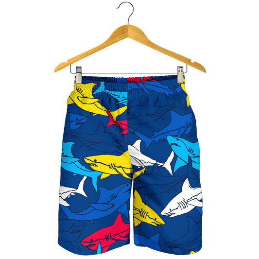 Shark Color Pattern Mens Shorts