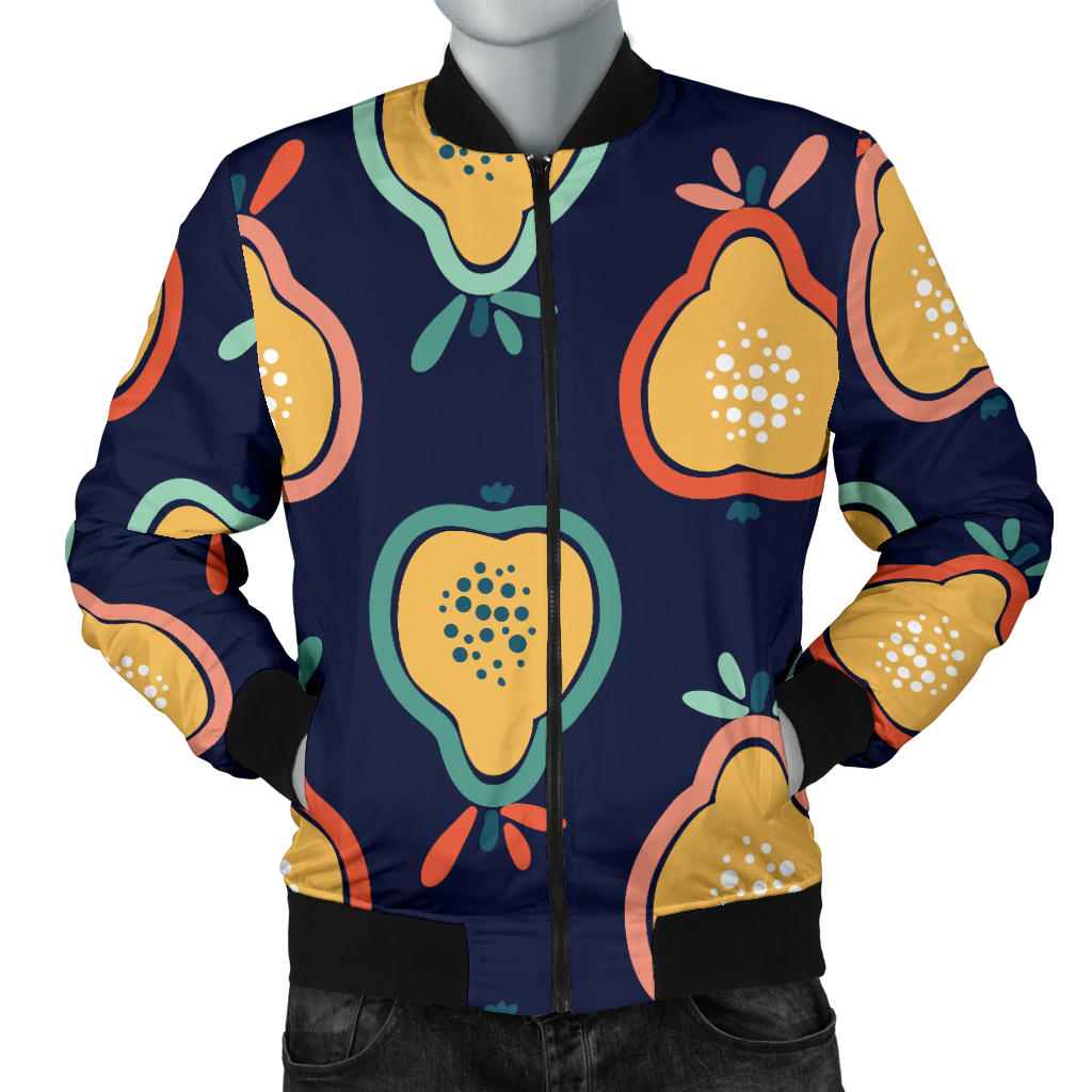 Pear Pattern Print Design PE03 Men Bomber Jacket