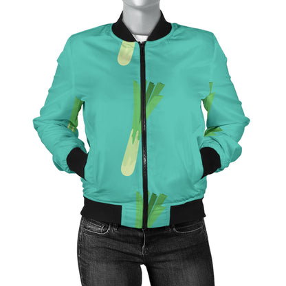 Leek Pattern Print Design 01 Women's Bomber Jacket