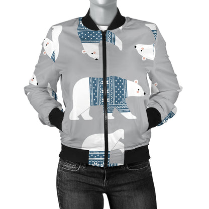 Polar Bear Pattern Print Design A03 Women's Bomber Jacket