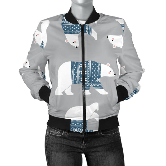 Polar Bear Pattern Print Design A03 Women's Bomber Jacket