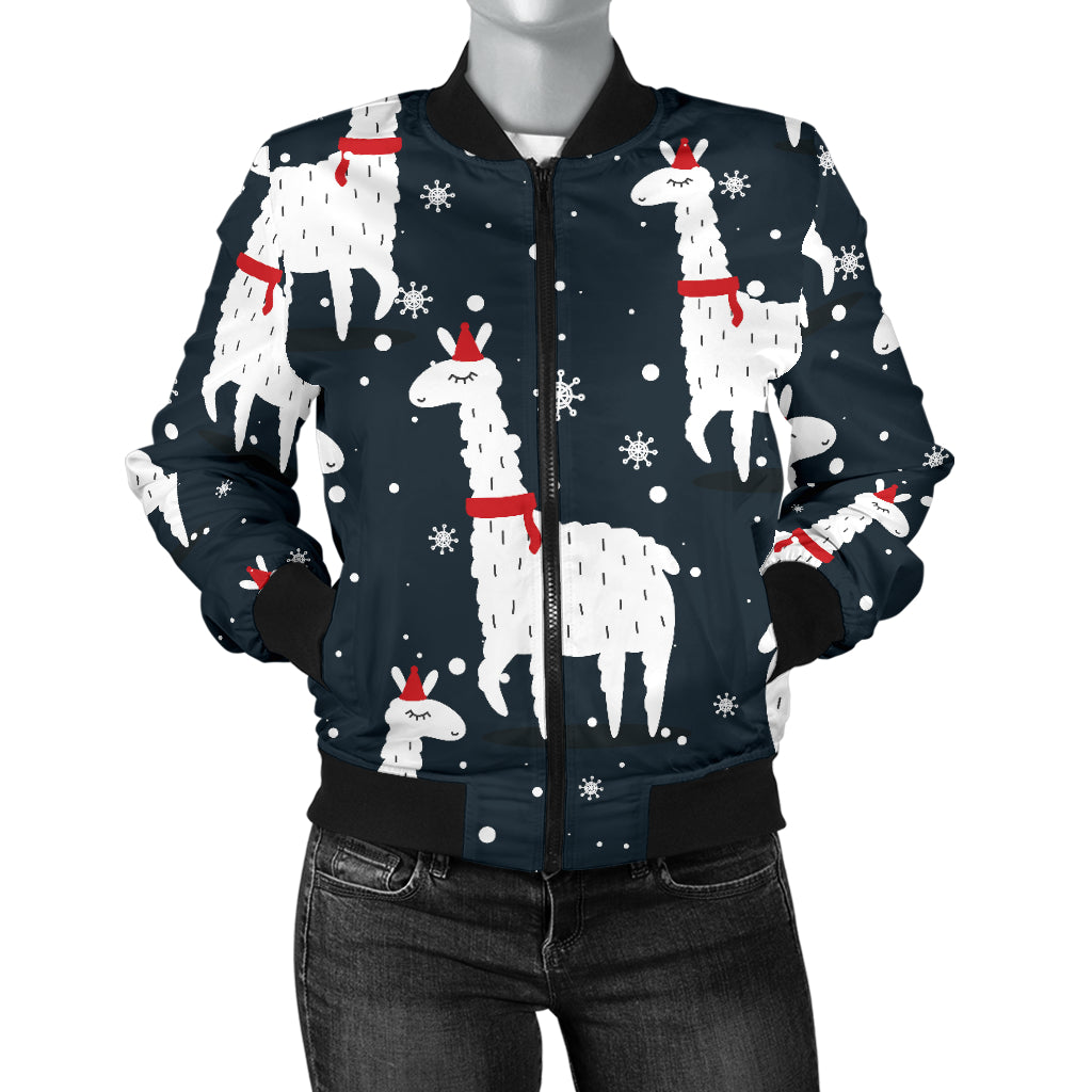 Alpaca Pattern Print Design 04 Women's Bomber Jacket