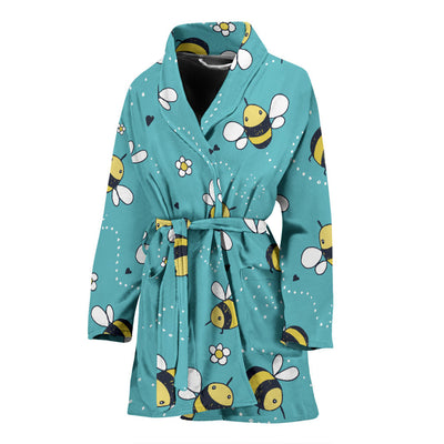 Bee Pattern Print Design BEE02 Women Bathrobe