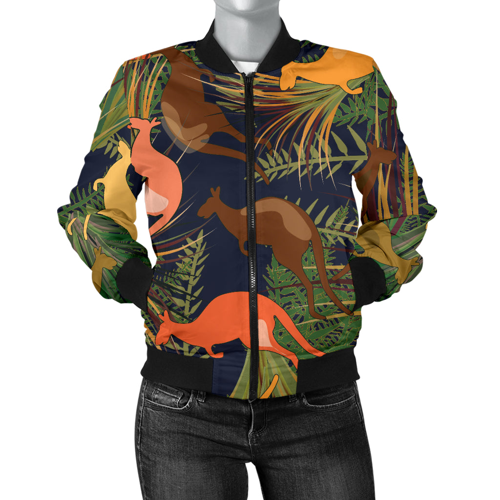 Kangaroos Pattern Print Design 07 Women's Bomber Jacket