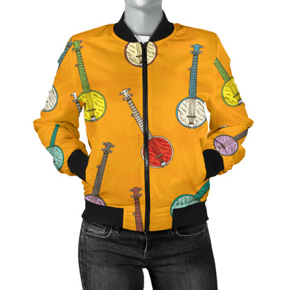 Banjo Pattern Print Design 02 Women's Bomber Jacket