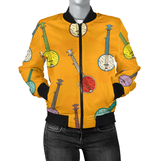 Banjo Pattern Print Design 02 Women's Bomber Jacket