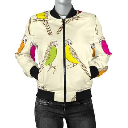 Parakeet Pattern Print Design A01 Women's Bomber Jacket
