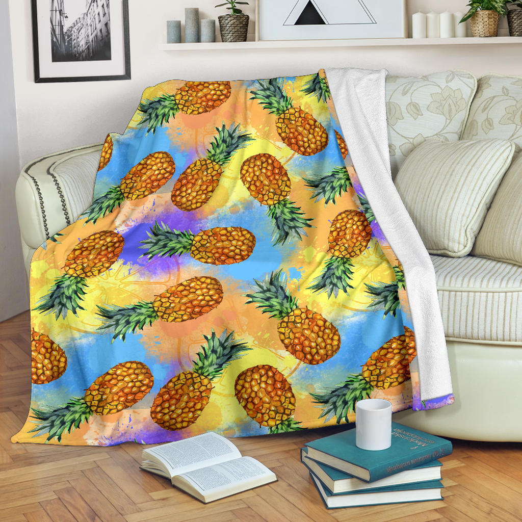 Pineapple Pattern Print Design PP09 Fleece Blanket