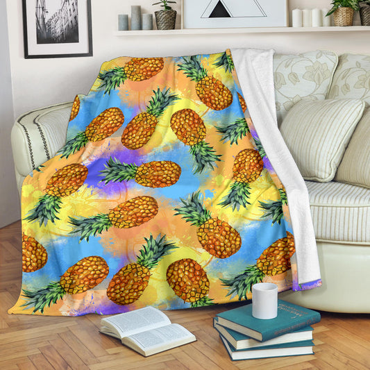 Pineapple Pattern Print Design PP09 Fleece Blanket