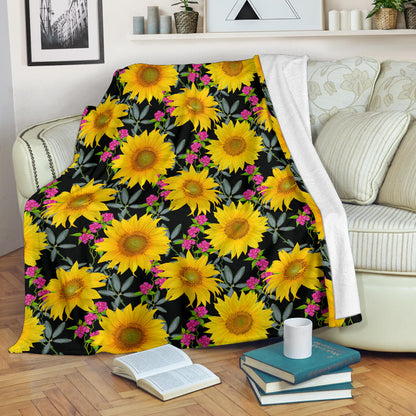 Sunflower Pattern Print Design SF014 Fleece Blanket