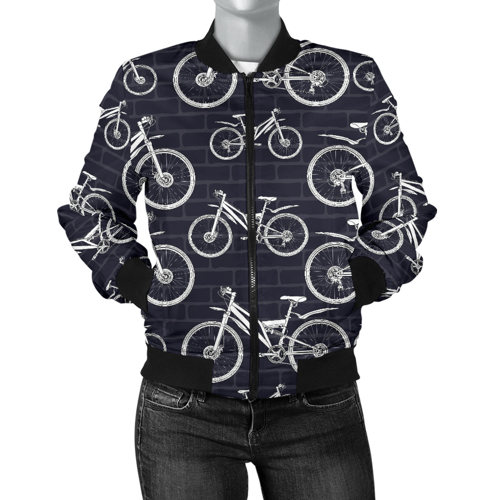 Mountain bike Pattern Print Design 02 Women's Bomber Jacket