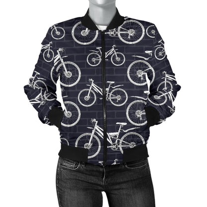 Mountain bike Pattern Print Design 02 Women's Bomber Jacket