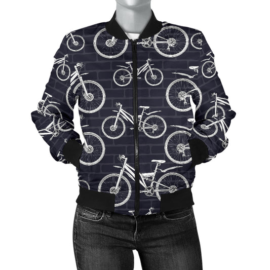 Mountain bike Pattern Print Design 02 Women's Bomber Jacket