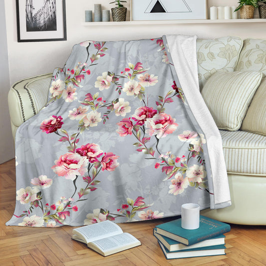 Summer Floral Pattern Print Design SF02 Fleece Blanket