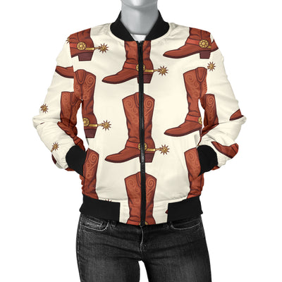 Cowboy Pattern Print Design 06 Women's Bomber Jacket