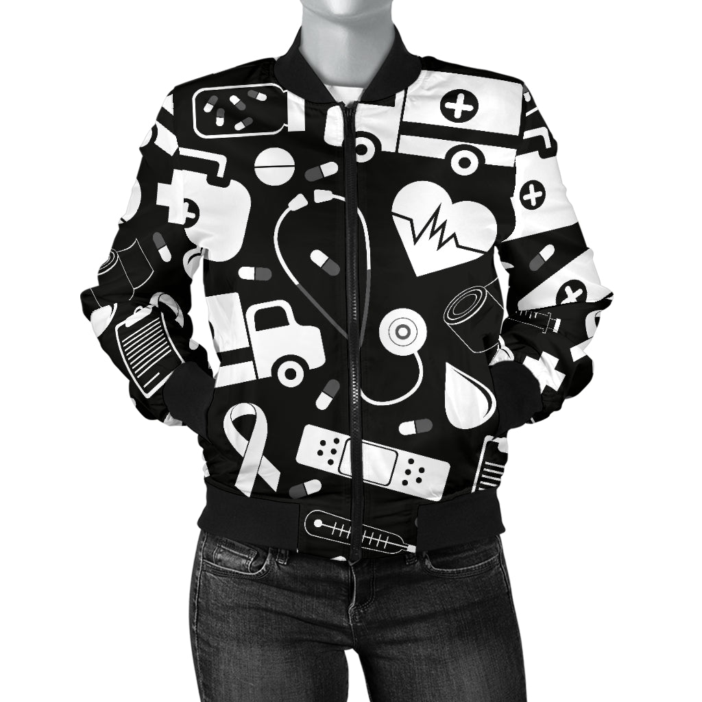 Medical Pattern Print Design 01 Women's Bomber Jacket