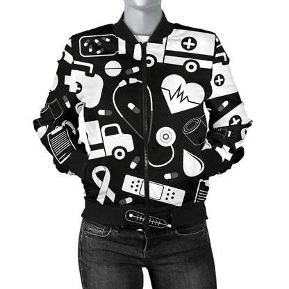Medical Pattern Print Design 01 Women's Bomber Jacket