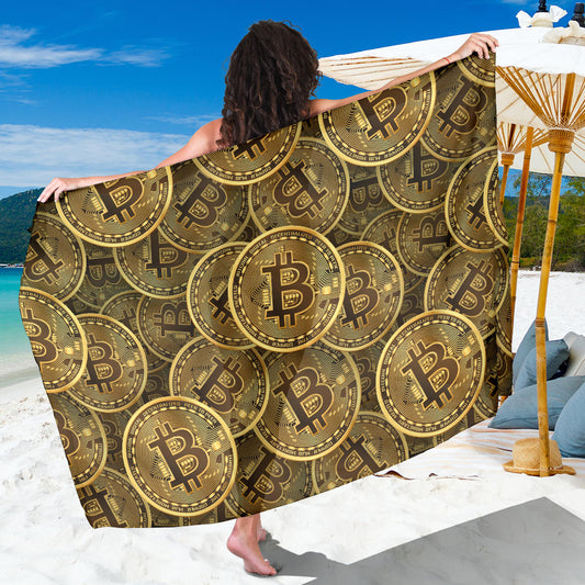 Bitcoin Pattern Print Design DO01 Sarong Pareo Wrap