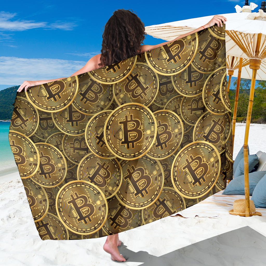 Bitcoin Pattern Print Design DO01 Sarong Pareo Wrap