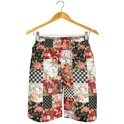Patchwork Flower Pattern Print Design 03 Mens Shorts