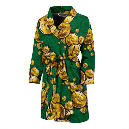 Bitcoin Pattern Print Design DO02 Men Bathrobe