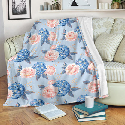 Hydrangea Pattern Print Design HD06 Fleece Blanket