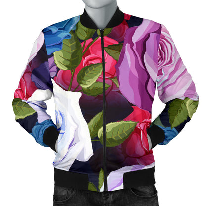 Rose Pattern Print Design RO09 Men Bomber Jacket