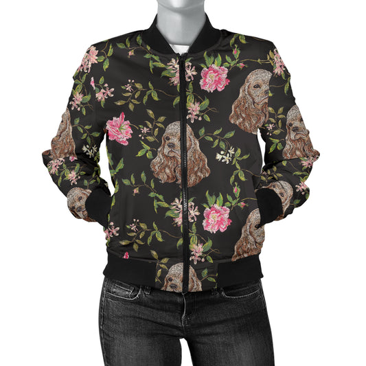 Cocker Pattern Print Design 03 Women's Bomber Jacket
