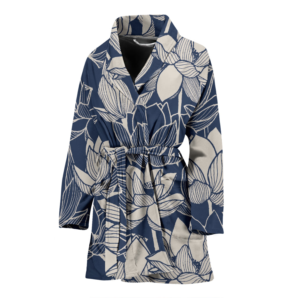 Water Lily Pattern Print Design WL04 Women Bathrobe