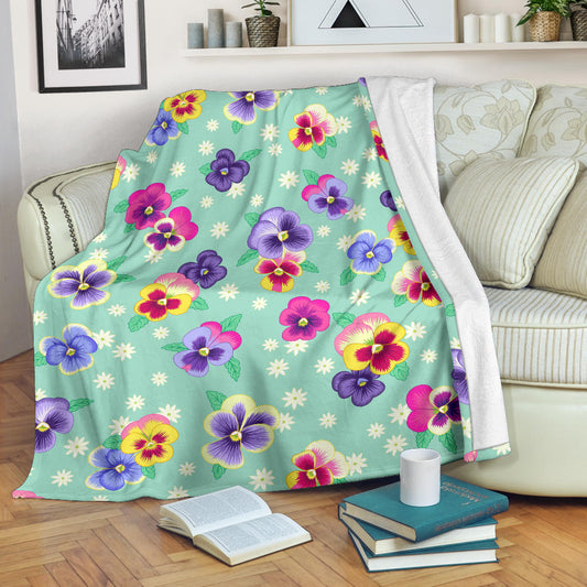 Pansy Pattern Print Design PS08 Fleece Blanket